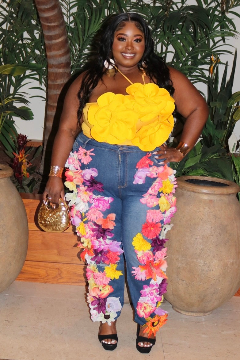 Sunburst Petal Top Yellow