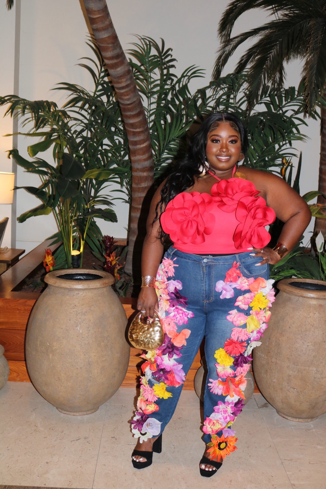 Sunburst Petals Top Red