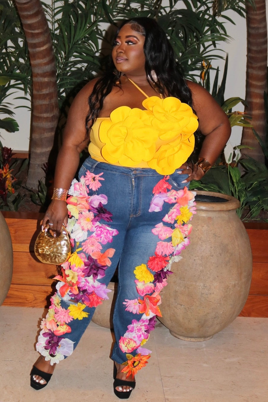 Sunburst Petal Top Yellow