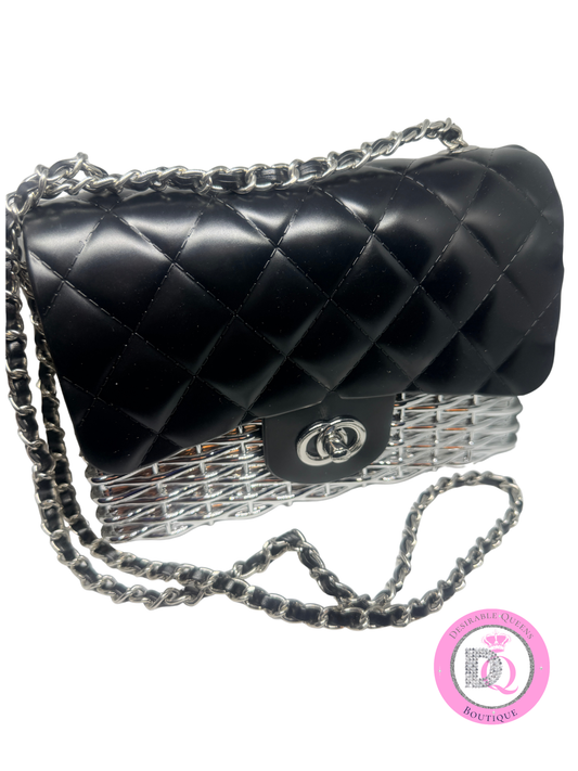 Noir Luxe Woven Chain Bag
